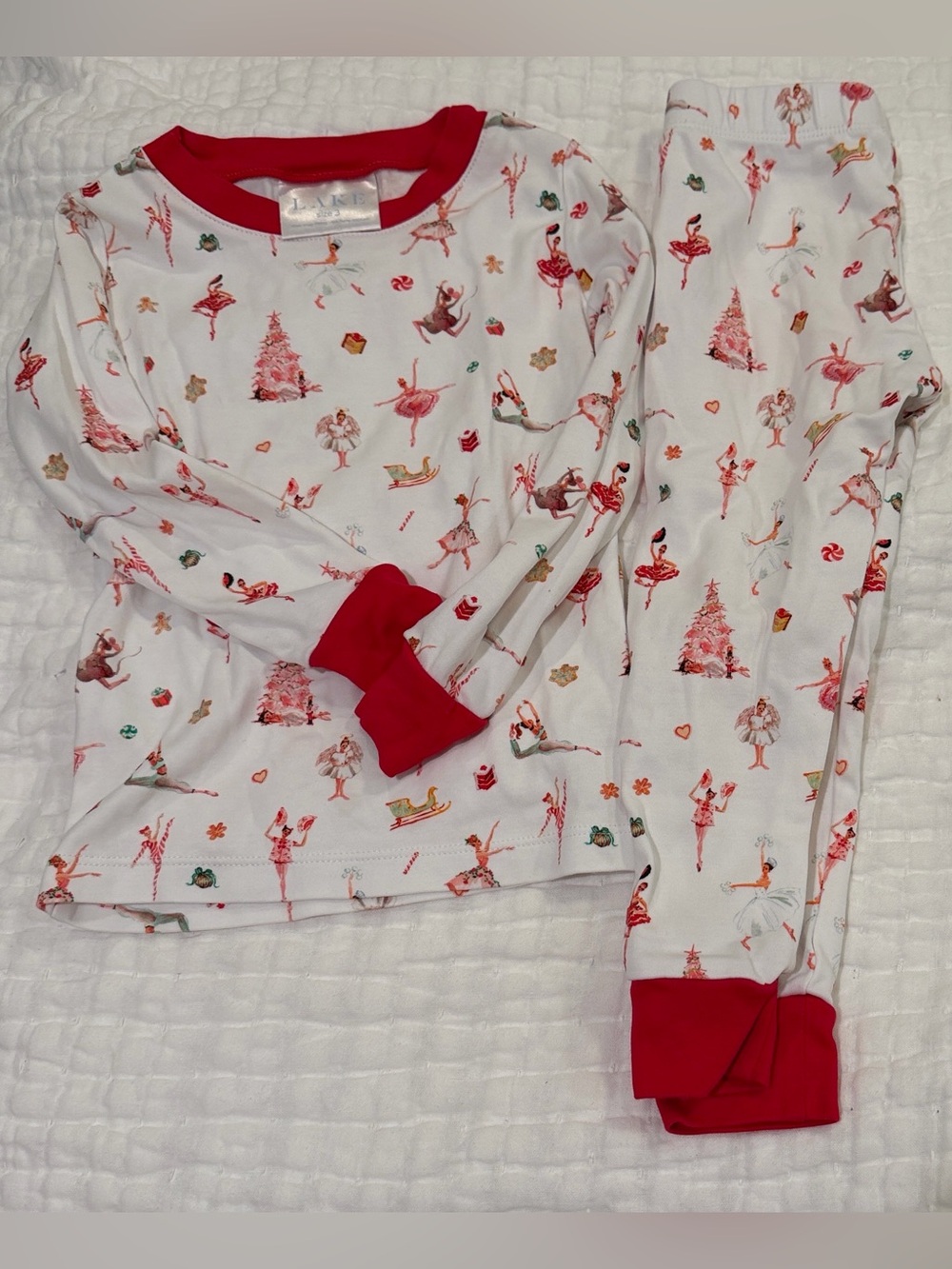 LAKE Girls size 3 Ballerina Christmas PJs